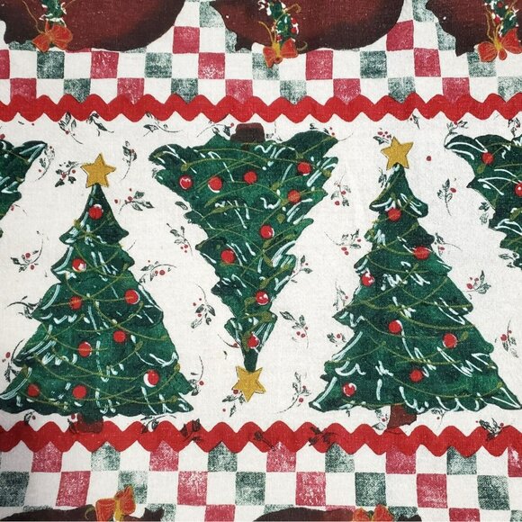 VTG Christmas Tablecloth Bear Moose Santa Snowman Country Farmhouse Cabin READ - Picture 6 of 11